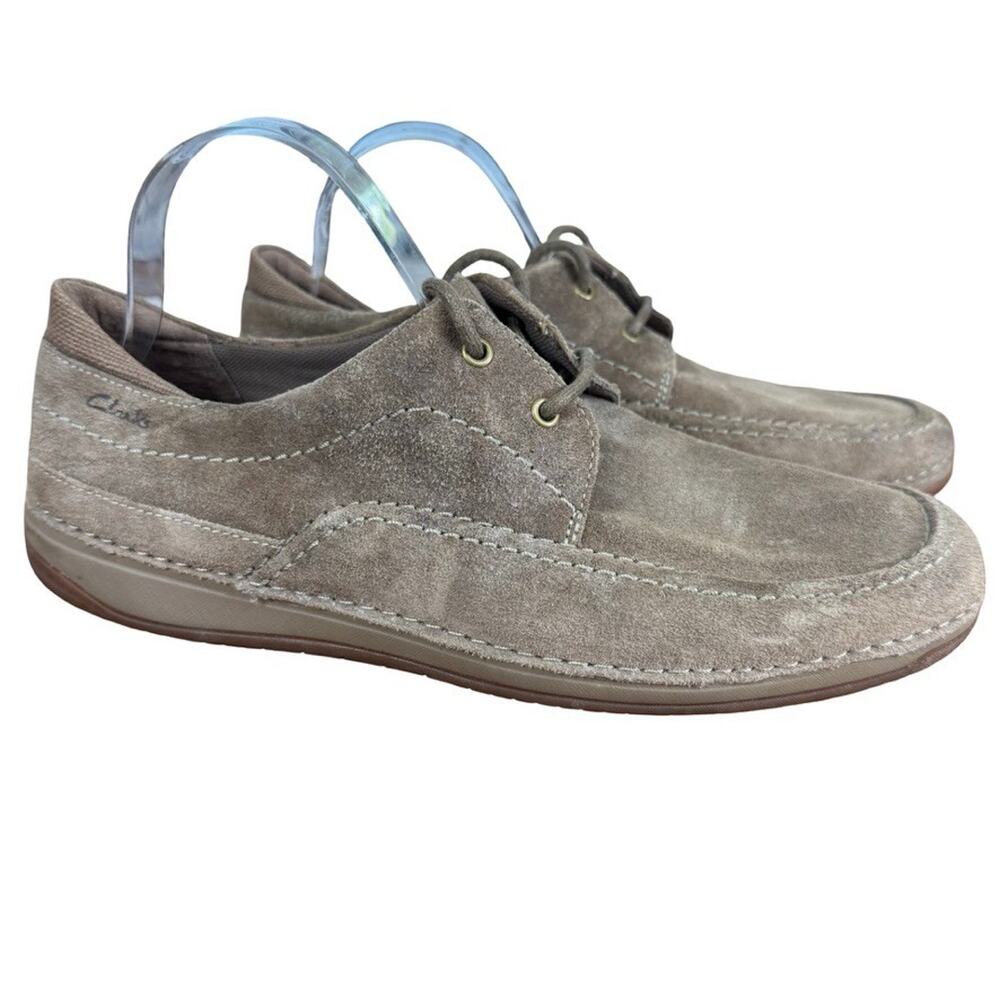 Clarks Suede Brown Lace Up Casual Oxford Derby Leather Shoes Mens sz 10.5 M
